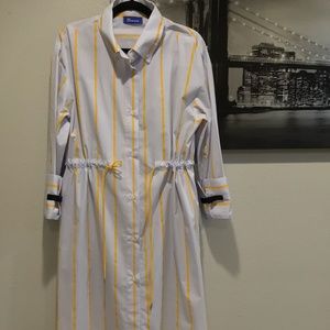 New! Mustard & Blue Striped Shirt Dress